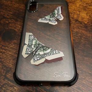 Casetify Black Case with Dollar Bill Butterfly Design